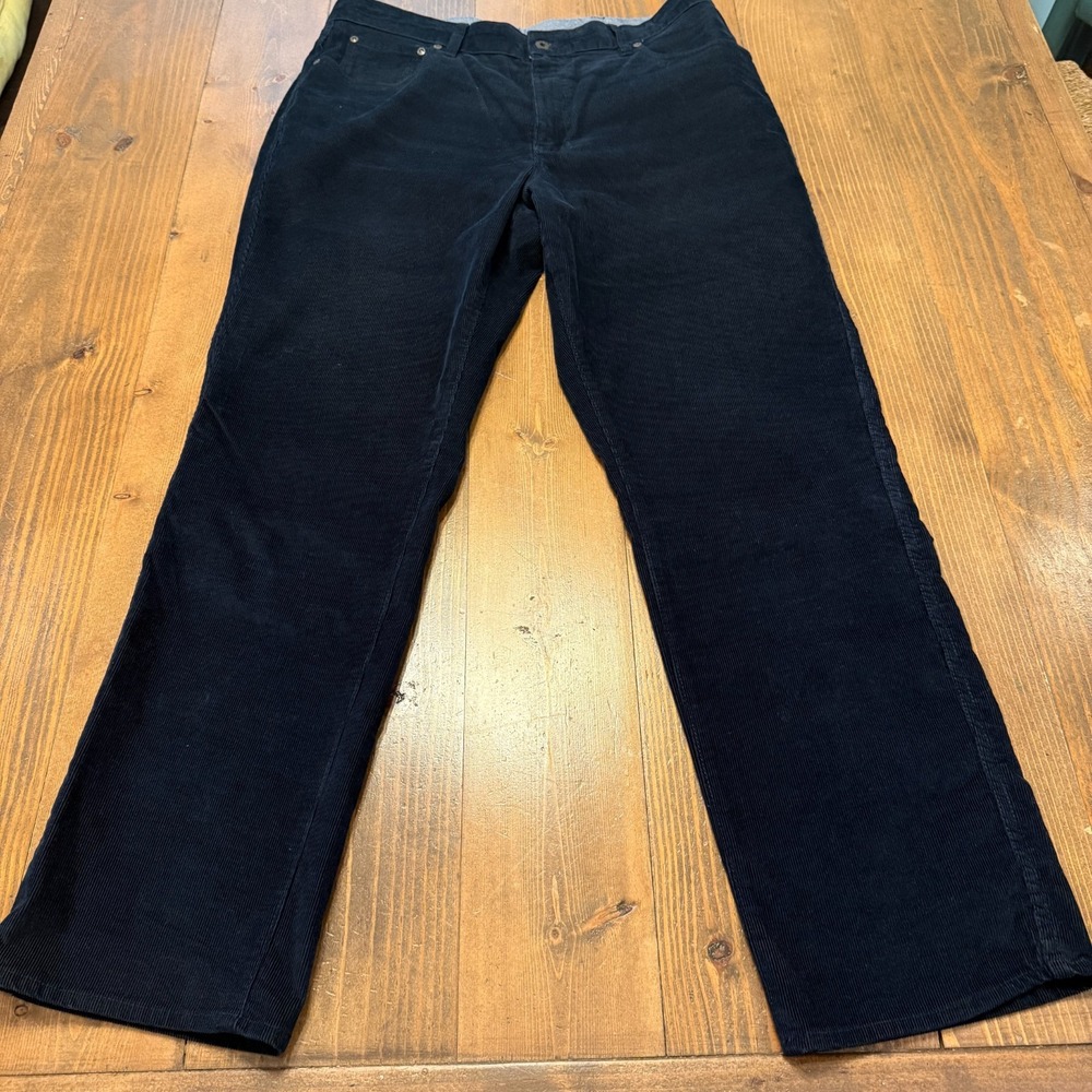 L.L. Bean Stretch Country Corduroy Pants Classic Fit Navy Blue‎ 36x32 Flat Front